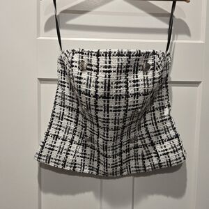 WHBM Black / White Tweed Bustier